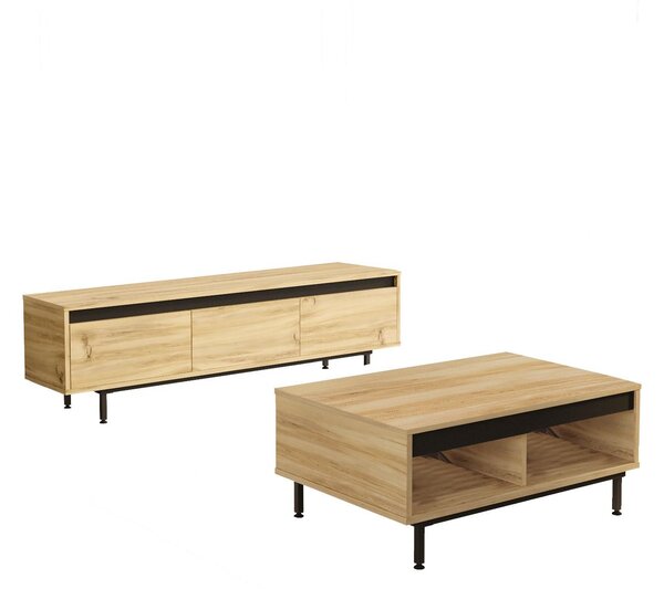 Set za dnevni boravak Levoretta 33 (hrast + crna)