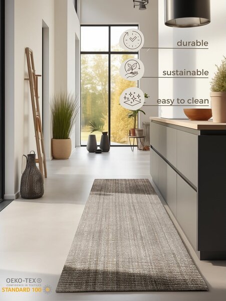 Smeđe-siva jutena staza 80x200 cm Bouclé – Hanse Home