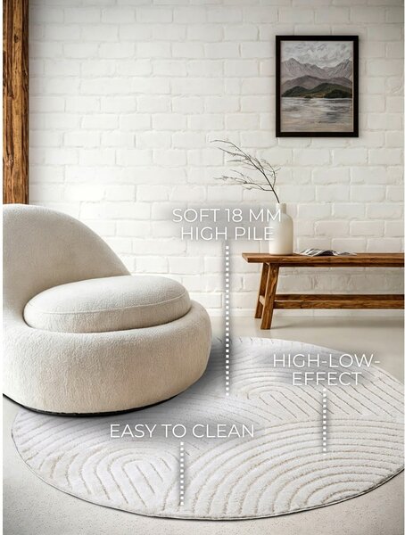 Bijeli okrugao tepih ø 160 cm Panglao New York White – Elle Decoration
