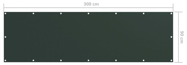 Balkonski zastor tamnozeleni 90 x 300 cm od tkanine Oxford - Zelena / 90 x 300 cm