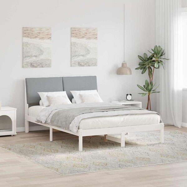 Okvir kreveta s uzglavljem Bijela i svijetlosiva 150 x 200 cm - Bijela / 150 x 200 cm