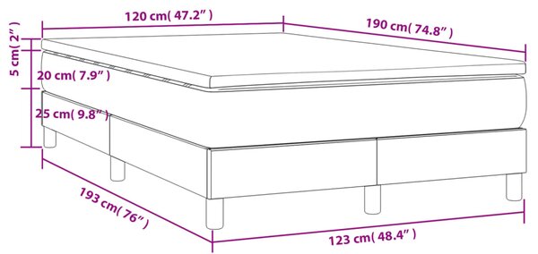 Krevet box spring s madracem tamnosmeđi 120 x 190 cm od tkanine - Smeđa / 120 x 190 cm