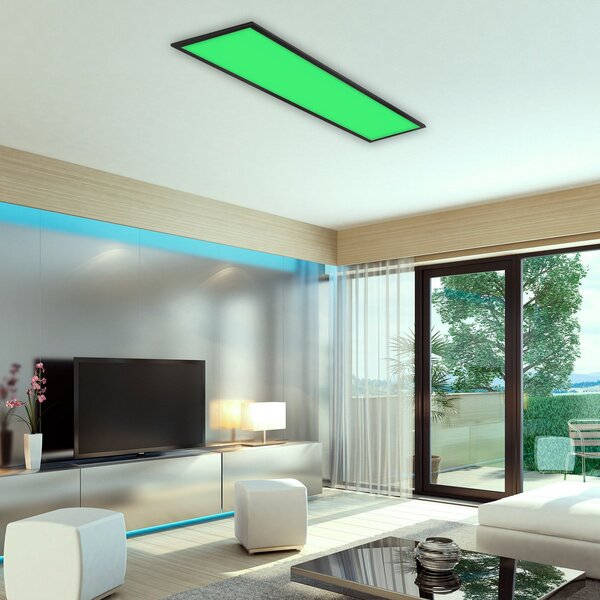 Briloner LED panel u boji, prigušiv, RGB, CCT, 100x25cm, prigušiva, Crno, Dnevni boravak/blagovaonica, Plastika