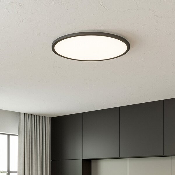 Brilliant LED stropna svjetiljka Tuco CCT, prigušiva, crna Ø 50 cm, prigušiva, Crno, Dnevni boravak/blagovaonica, Plastika