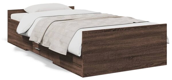 Okvir kreveta s ladicama oja smeđeg hrasta 75x190 cm drveni - Smeđa / 75 x 190 cm