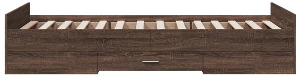 Okvir kreveta s ladicama oja smeđeg hrasta 75x190 cm drveni - Smeđa / 75 x 190 cm
