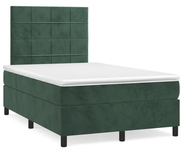 Krevet box spring s madracem tamnozeleni 120x190 cm baršunasti - Zelena / 120 x 190 cm
