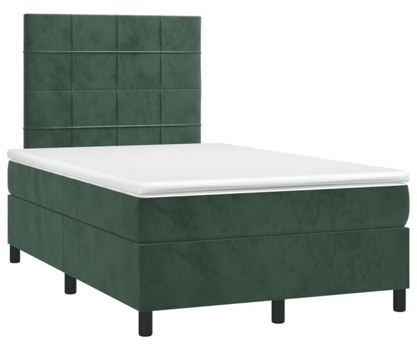 Krevet box spring s madracem tamnozeleni 120x190 cm baršunasti - Zelena / 120 x 190 cm