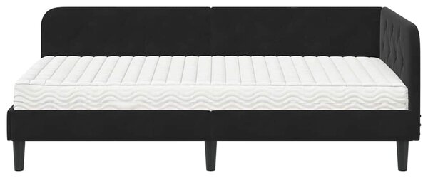 Kutni okvir kreveta Crna 90 x 190 cm Baršun - Crna / 90 x 190 cm