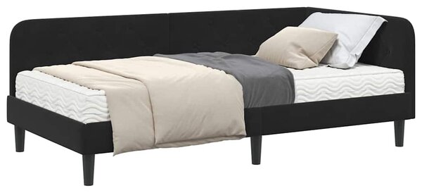 Kutni okvir kreveta Crna 90 x 190 cm Baršun - Crna / 90 x 190 cm