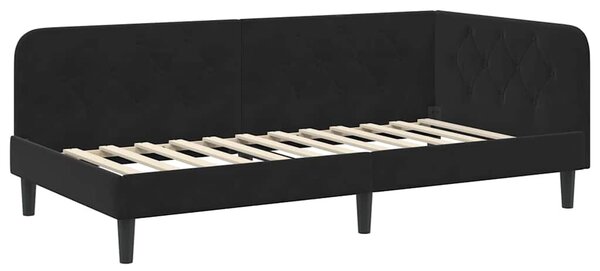 Kutni okvir kreveta Crna 90 x 190 cm Baršun - Crna / 90 x 190 cm