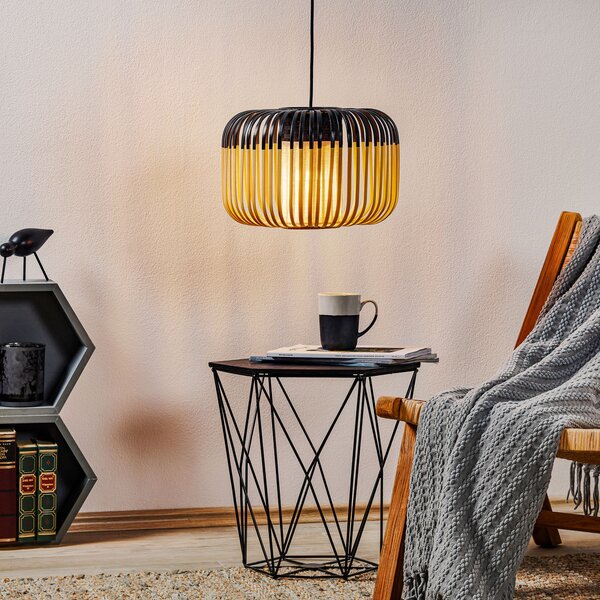 Viseće Svjetiljka Forestier, Bamboo Light S, prigušiv, Crno, Dnevna soba, Bambus, Dizajn