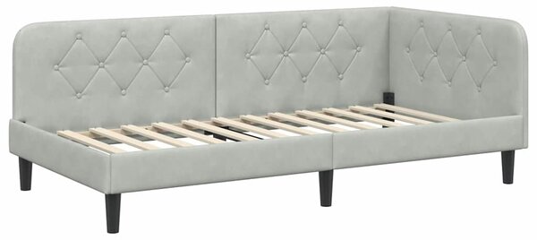 Kutni okvir kreveta Svijetlo siva 90 x 190 cm Baršun - Svjetlosiva / 90 x 190 cm