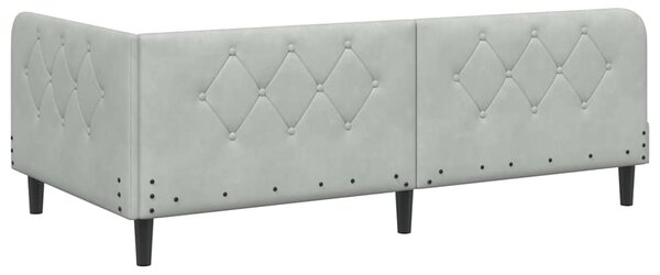 Kutni okvir kreveta Svijetlo siva 90 x 190 cm Baršun - Svjetlosiva / 90 x 190 cm