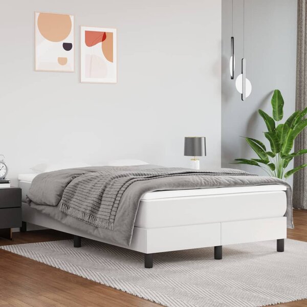 Krevet box spring s madracem bijeli 120x190 cm od umjetne kože - Bijela / 120 x 190 cm