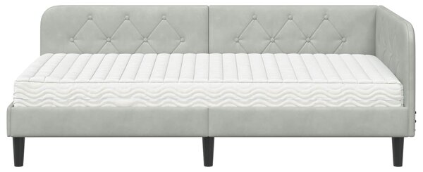 Kutni okvir kreveta Svijetlo siva 90 x 190 cm Baršun - Svjetlosiva / 90 x 190 cm