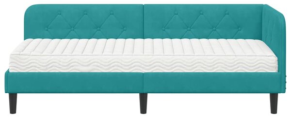 Kutni okvir kreveta Tirkizna 80 x 200 cm Baršun - Tirkizna / 80 x 200 cm