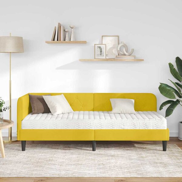 Kutni okvir kreveta Žuta 80 x 200 cm Baršun - Žuta / 80 x 200 cm
