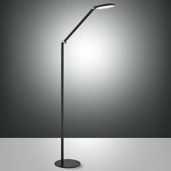 Fabas Luce Regina LED podna lampa, 1 žarulja, crna, prigušiva, Crno, Dnevni boravak/blagovaonica, Metal