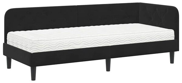 Kutni okvir kreveta Crna 80 x 200 cm Baršun - Crna / 80 x 200 cm
