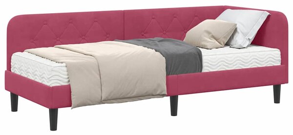 Kutni okvir kreveta Vinska crvena 80 x 200 cm Baršun - Crvena / 80 x 200 cm