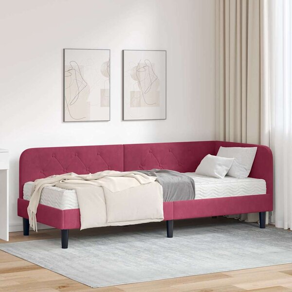 Kutni okvir kreveta Vinska crvena 80 x 200 cm Baršun - Crvena / 80 x 200 cm