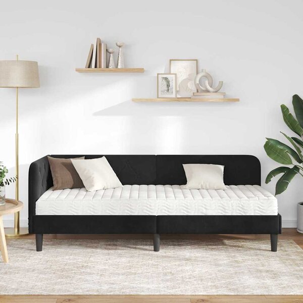 Kutni okvir kreveta Crna 80 x 200 cm Baršun - Crna / 80 x 200 cm