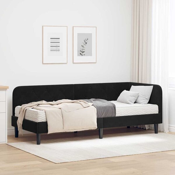 Kutni okvir kreveta Crna 80 x 200 cm Baršun - Crna / 80 x 200 cm