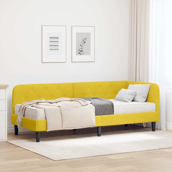 Kutni okvir kreveta Žuta 80 x 200 cm Baršun - Žuta / 80 x 200 cm