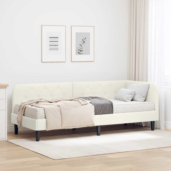 Kutni okvir kreveta Krema 80 x 200 cm Baršun - Krem / 80 x 200 cm