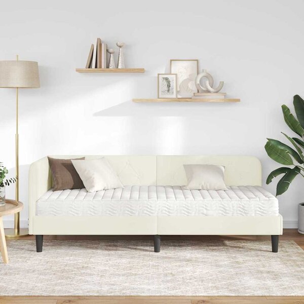 Kutni okvir kreveta Krema 80 x 200 cm Baršun - Krem / 80 x 200 cm