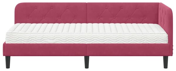 Kutni okvir kreveta Vinska crvena 80 x 200 cm Baršun - Crvena / 80 x 200 cm