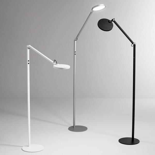 Fabas Luce Regina LED podna lampa, 1 žarulja, crna, prigušiva, Crno, Dnevni boravak/blagovaonica, Metal