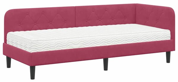 Kutni okvir kreveta Vinska crvena 80 x 200 cm Baršun - Crvena / 80 x 200 cm