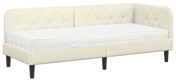 Kutni okvir kreveta Krema 80 x 200 cm Baršun - Krem / 80 x 200 cm