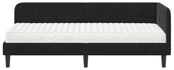 Kutni okvir kreveta Crna 80 x 200 cm Baršun - Crna / 80 x 200 cm