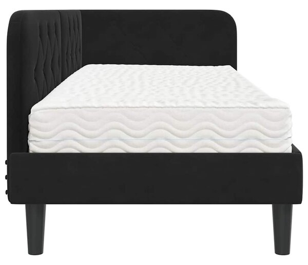 Kutni okvir kreveta Crna 80 x 200 cm Baršun - Crna / 80 x 200 cm