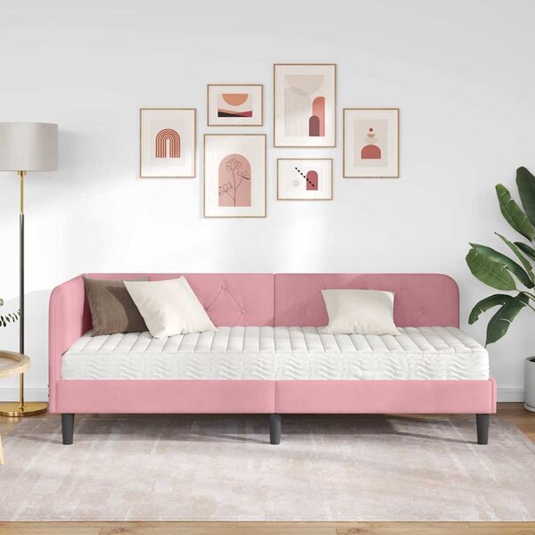 Kutni okvir kreveta Ružičasta 80 x 200 cm Baršun - Ružičasta / 80 x 200 cm