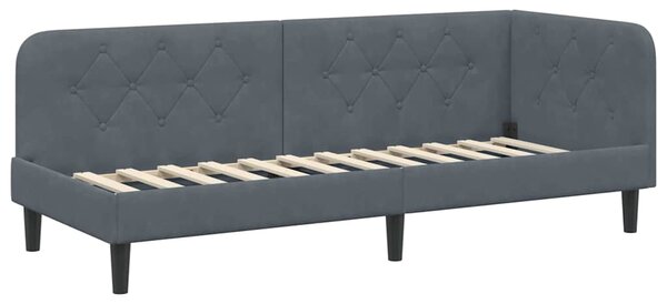 Kutni okvir kreveta Tamno siva 80 x 200 cm Baršun - Siva / 80 x 200 cm