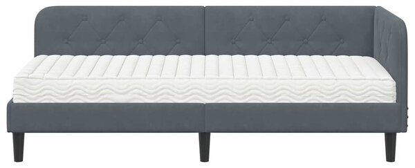 Kutni okvir kreveta Tamno siva 80 x 200 cm Baršun - Siva / 80 x 200 cm