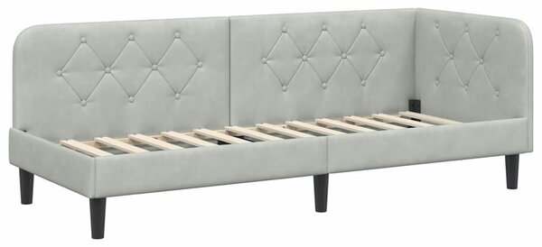 Kutni okvir kreveta Svijetlo siva 80 x 200 cm Baršun - Svjetlosiva / 80 x 200 cm