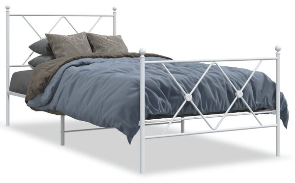 Metalni okvir kreveta uzglavlje i podnožje bijeli 90 x 200 cm - Bijela / 90 x 200 cm