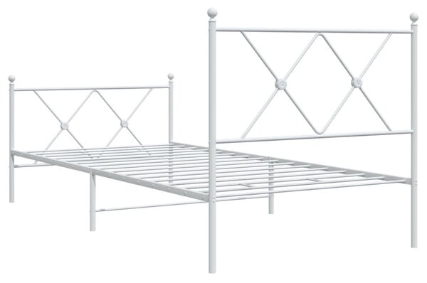 Metalni okvir kreveta uzglavlje i podnožje bijeli 90 x 200 cm - Bijela / 90 x 200 cm