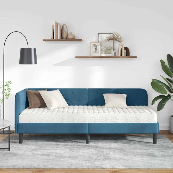Kutni okvir kreveta Plava 80 x 200 cm Baršun - Plava / 80 x 200 cm