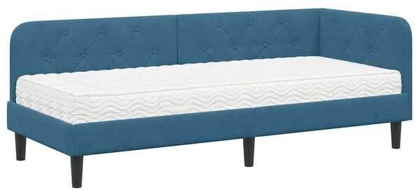 Kutni okvir kreveta Plava 80 x 200 cm Baršun - Plava / 80 x 200 cm