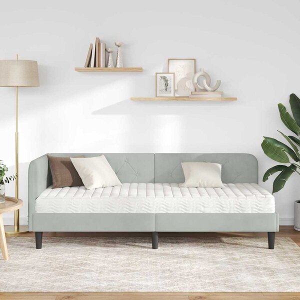 Kutni okvir kreveta Svijetlo siva 80 x 200 cm Baršun - Svjetlosiva / 80 x 200 cm