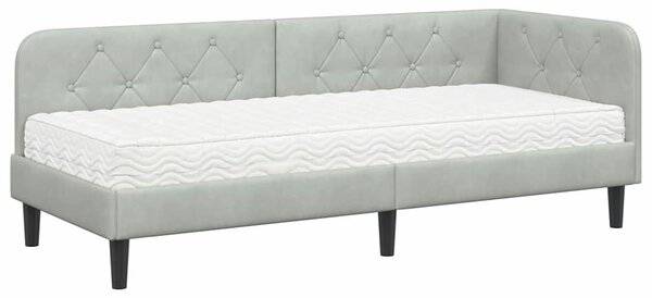 Kutni okvir kreveta Svijetlo siva 80 x 200 cm Baršun - Svjetlosiva / 80 x 200 cm