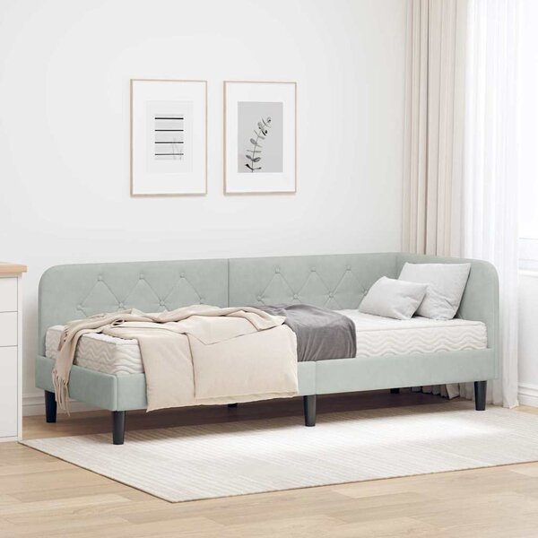 Kutni okvir kreveta Svijetlo siva 80 x 200 cm Baršun - Svjetlosiva / 80 x 200 cm