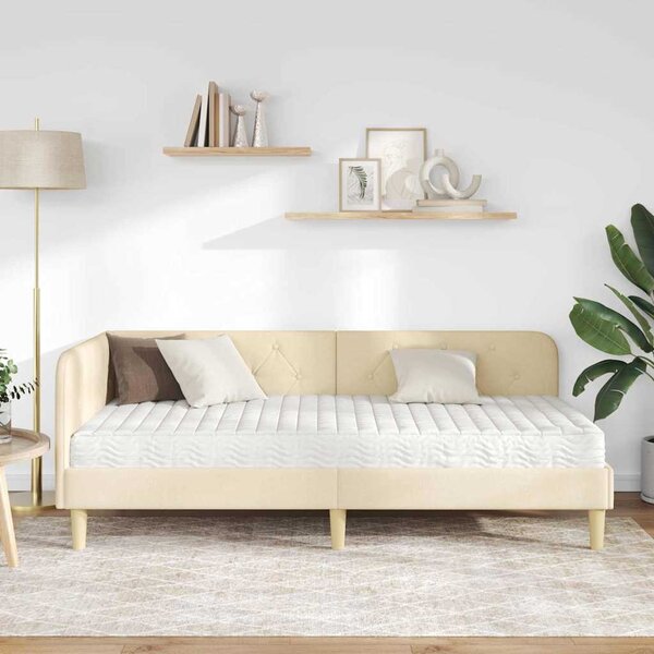 Kutni okvir kreveta Krema 90 x 190 cm tkanina - Krem / 90 x 190 cm