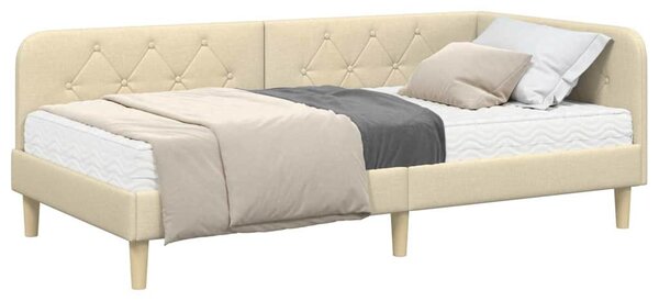 Kutni okvir kreveta Krema 90 x 190 cm tkanina - Krem / 90 x 190 cm